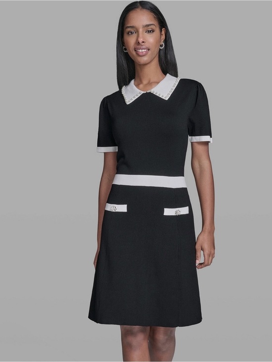 Karl Lagerfeld Dresses & Skirts - KARL LAGERFELD PARISWomen's Contrast Collared Sweater Dress M